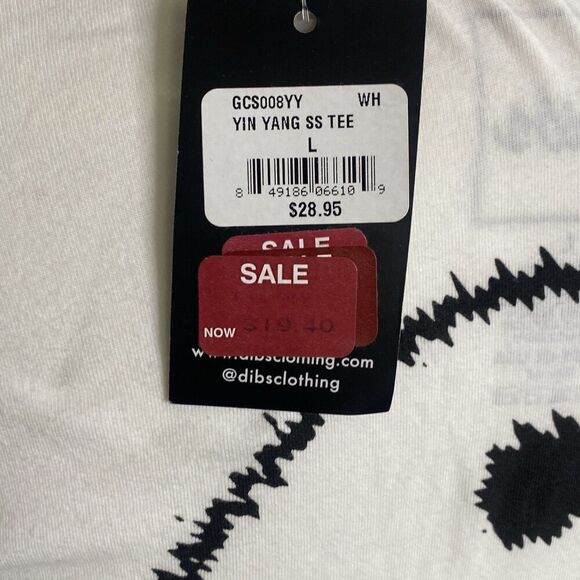 NEW WITH TAGS DIBS WHITE YIN YANG GRAPHIC LOGO COTTON T-SHIRT SIZE LARGE - Picture 6 of 6